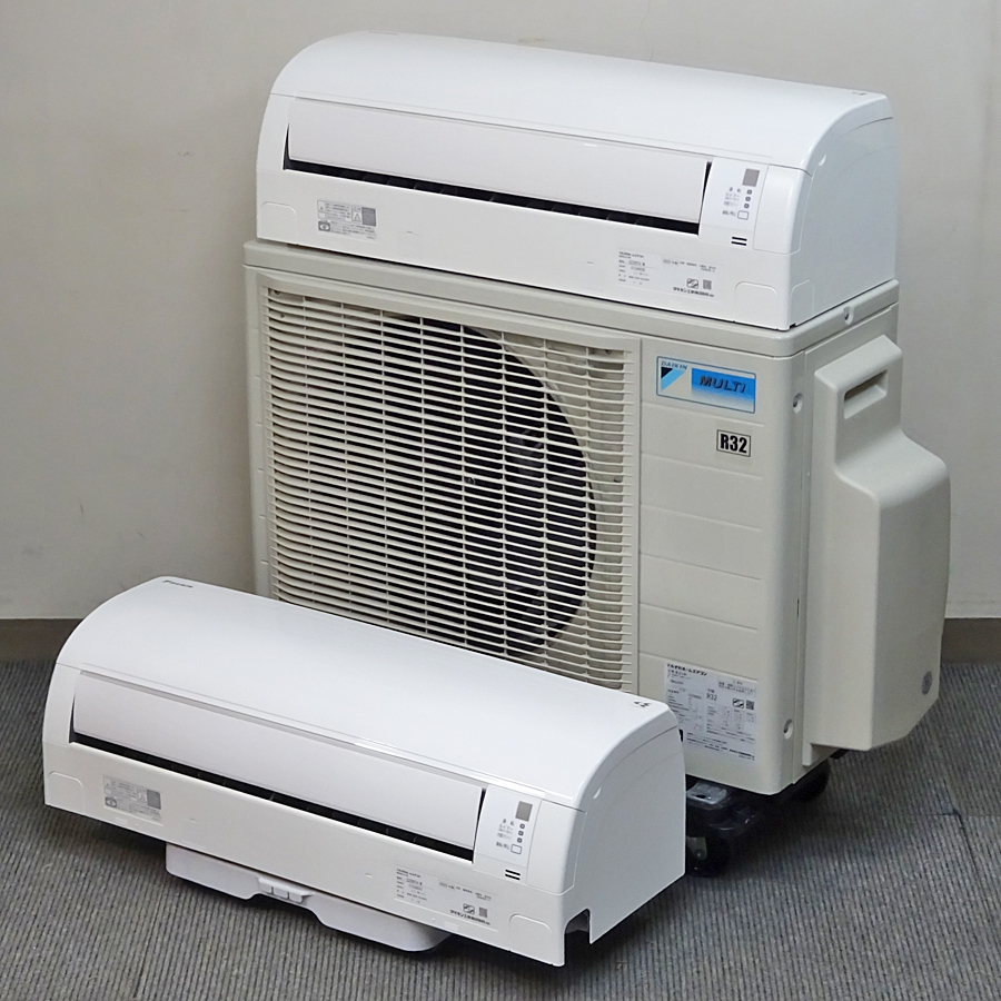 ダイキン【C22RTV-W 2台 + 2M45RAV】マルチエアコン 2室用 壁掛 6畳用+6畳用 ストリーマ空気清浄 内部クリーン 単相200V 室外電源 2022年製