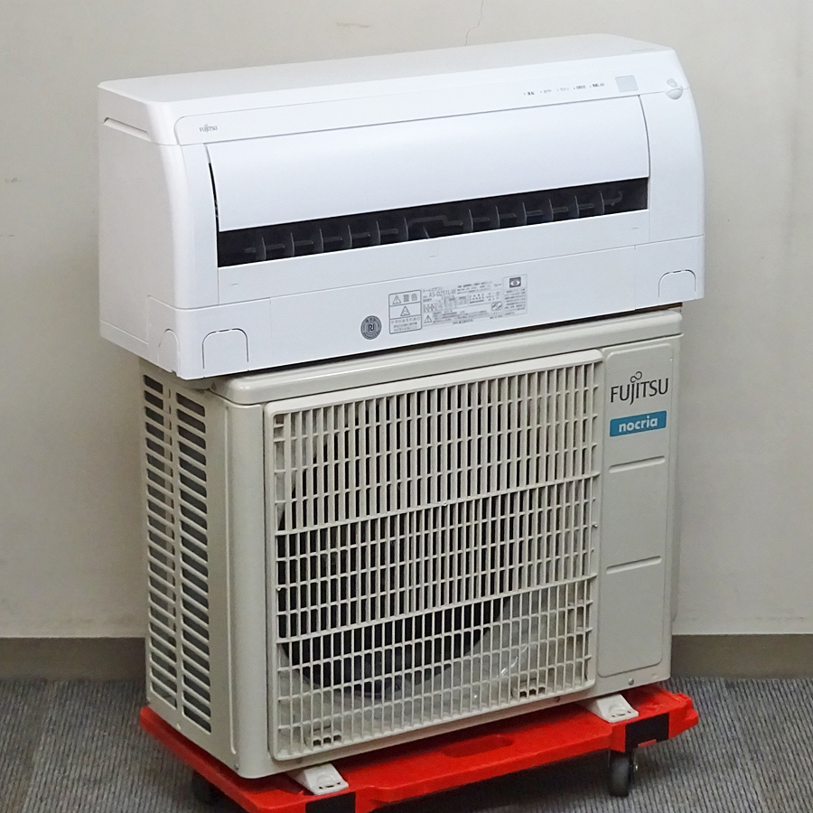 FUJITSU【AS-D251L-W】富士通 nocria ノクリア プラズマ空清 フィルター自動おそうじ 熱交換器加熱除菌 エアコン 主に8畳用 2021年製 中古