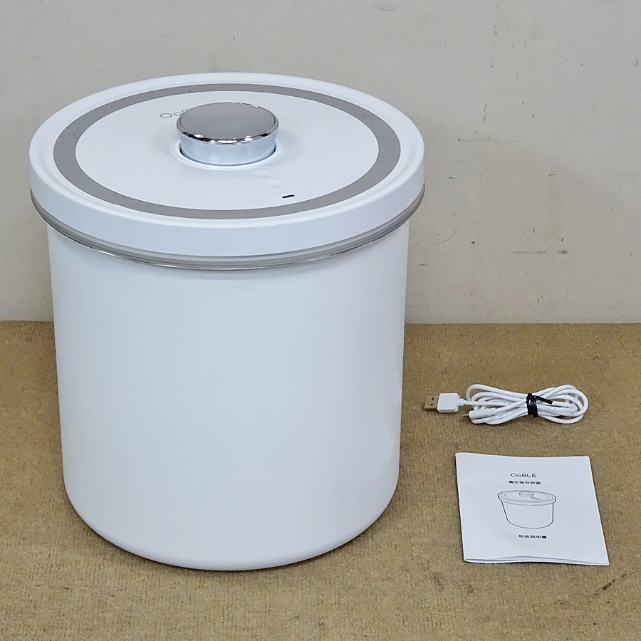 OoBLE 真空保存容器 オーブル 13L ホワイト ライスストッカー キッチン雑貨 中古品