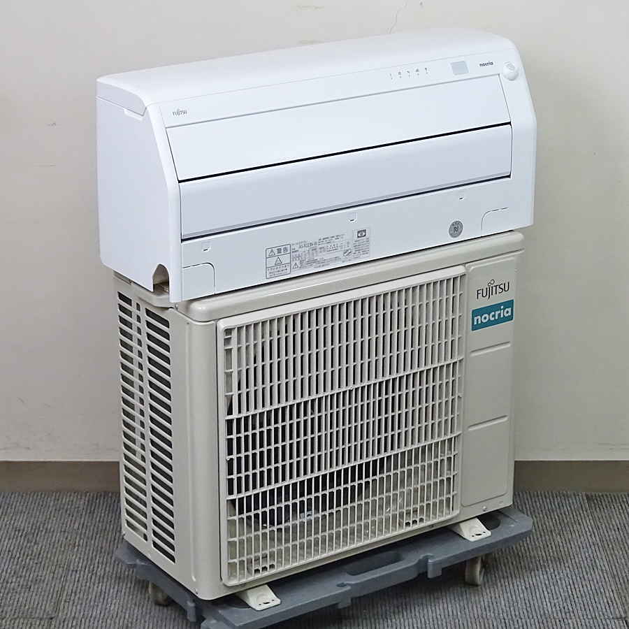 FUJITSU【AS-R223N-W】富士通 ノクリア フィルター自動おそうじ 熱交換器加熱除菌 耐塩害仕様室外機 エアコン おもに6畳用 2024年製 中古品