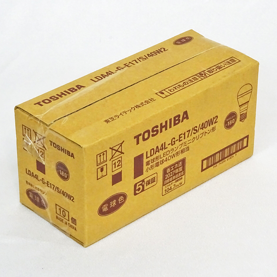 TOSHIBA【LDA4L-G-E17/S/40W2】東芝 電球型LEDランプ 電球色 ミニクリプトン球 10個入り 新品未開封
