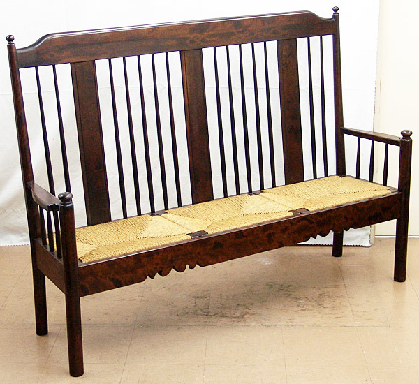 松本民芸家具 3人掛け ソファ アームベンチ アームチェア 椅子 イス ハイバック ラッシ座面 3人用 和家具 和モダン