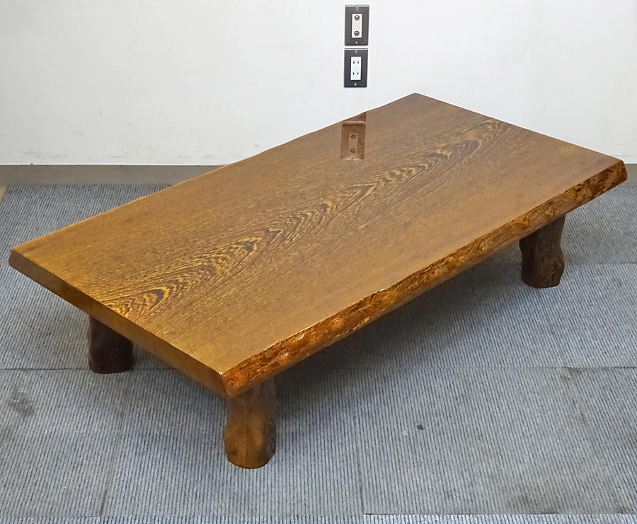 鉄刀木 タガヤサン 一枚板 無垢材 瘤 座卓 座敷机 センターテーブル 厚さ5cm 約50kg 唐木 銘木 和モダン 和家具