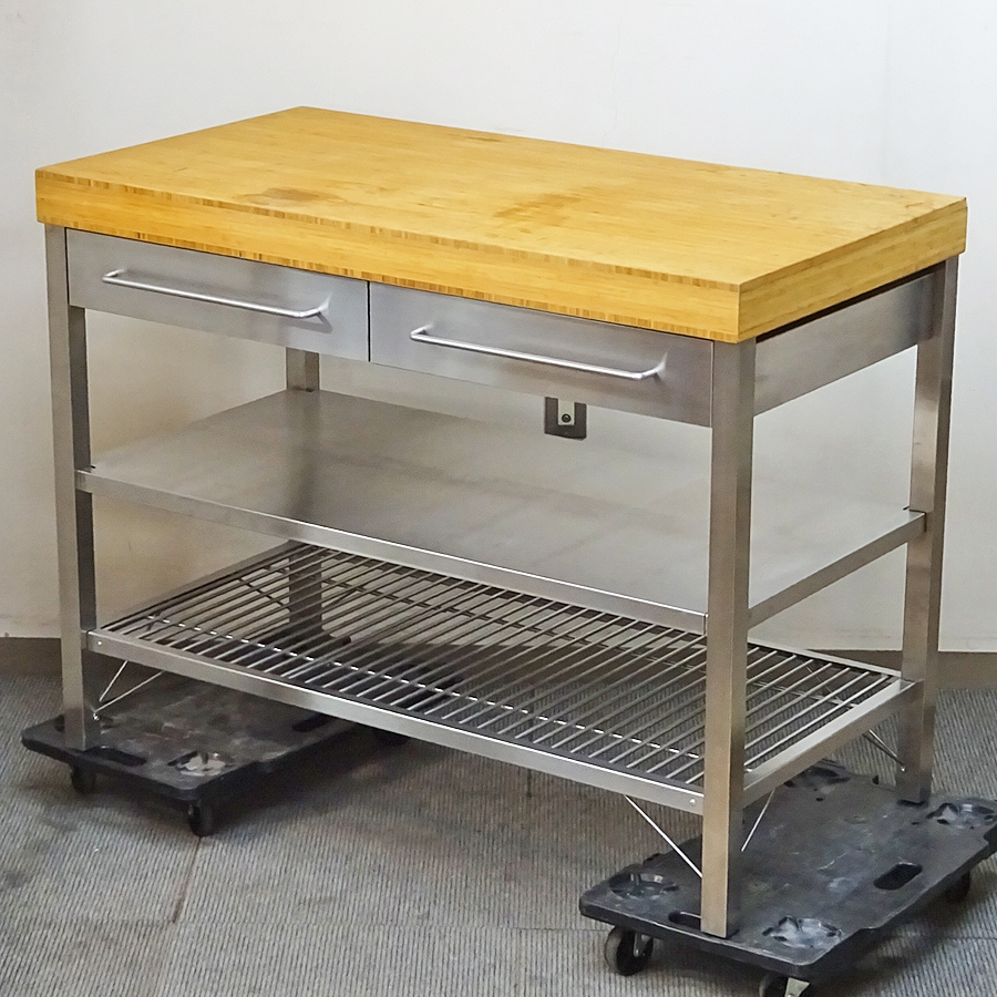 IKEA【RIMFORSA】イケア リムフォルサ 作業台 ステンレススチール/竹 中古品