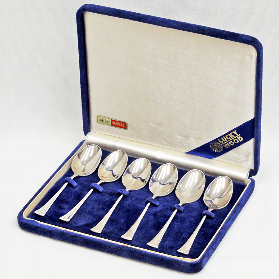 未使用　ラッキーウッド　SILVER950 スプーン5客セット　シルバー　純銀 中古】 スプーン LUCKY WOOD製 5本 セット シルバー950 ユニ