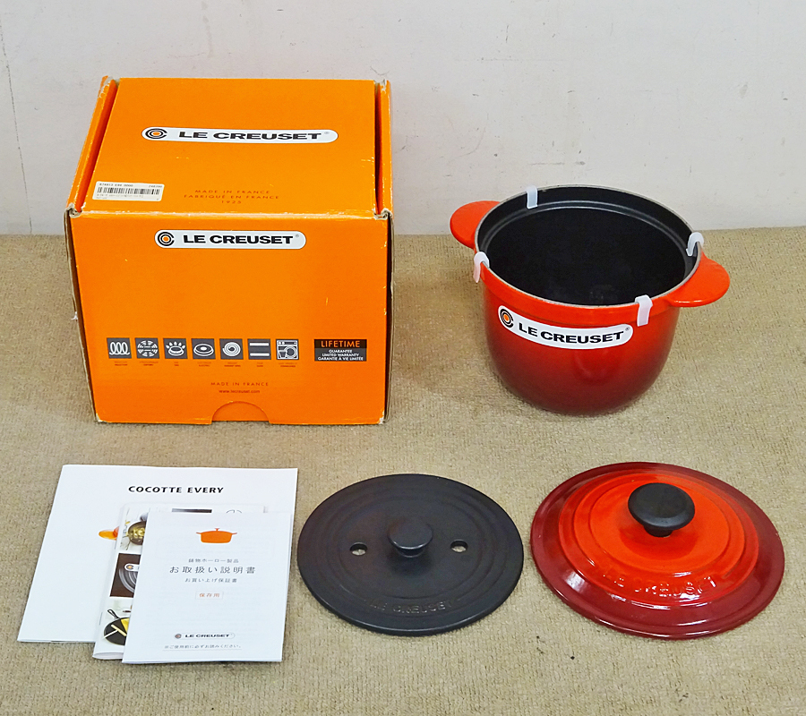 LE CREUSET【ココット エブリィ 18】ルクルーゼ 鋳物ホーロー鍋 チェリーレッド 18cm 内フタ付